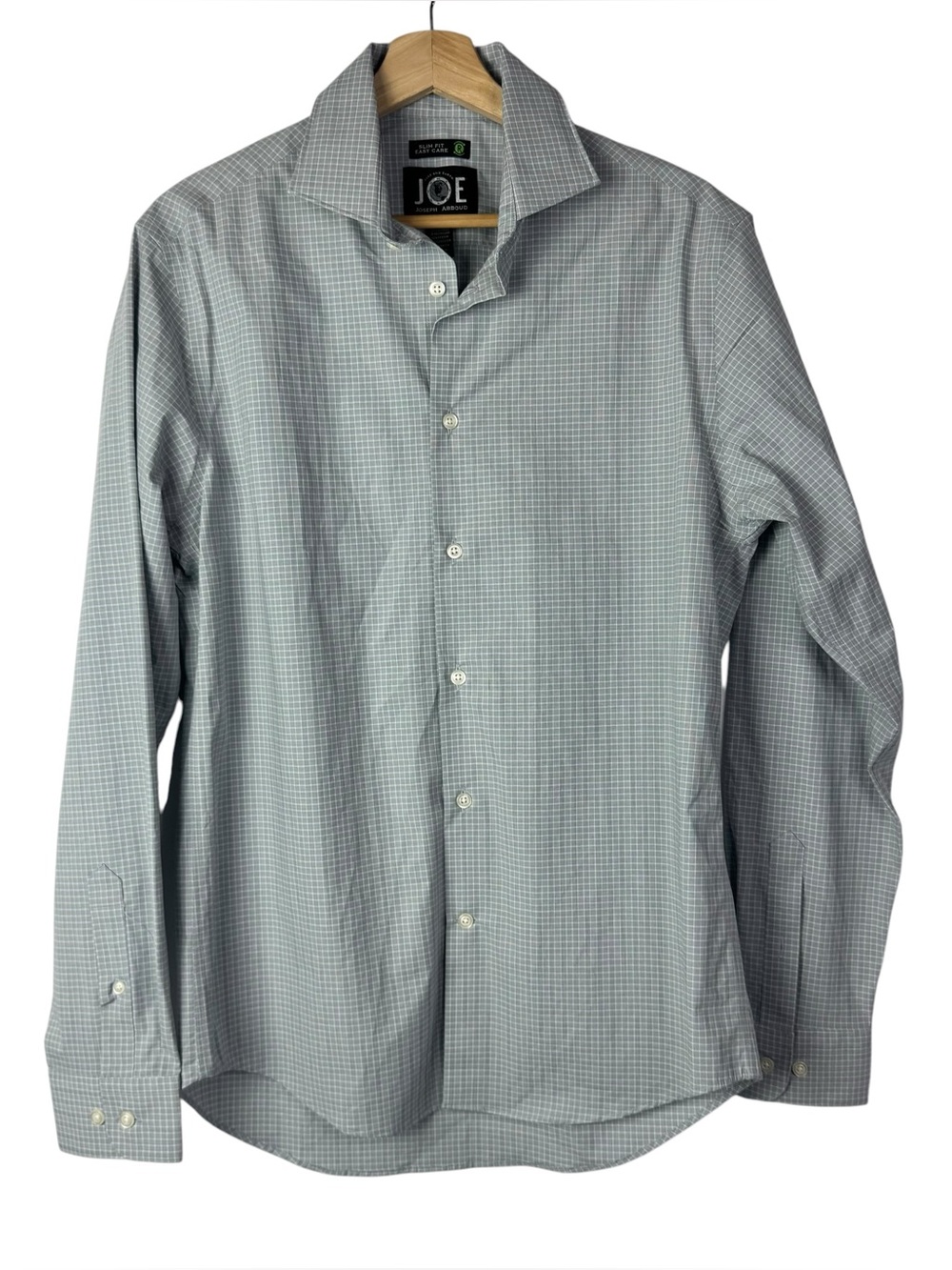 Joe Joseph Abboud Slim Gray Square Plaid Long Sleeve Dress Button Down 15 1/2